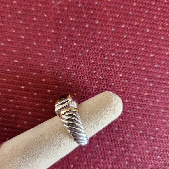 David Yurman citrine ring size 6 1/2 14 karate yellow gold with sterling silver - Picture 5 of 12